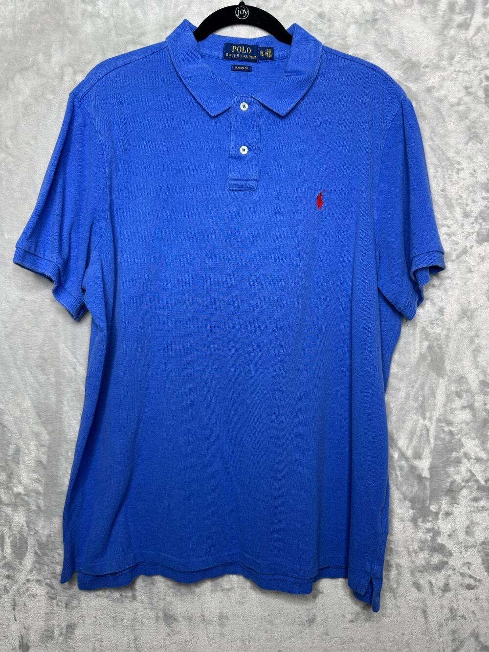 Polo Ralph Lauren Polo Shirt Men XL Bright Blue Classic Fit Pique Cotton Preppy